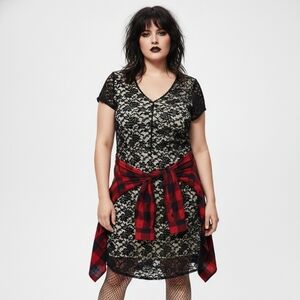 Torrid Dress Black Lace Goth Grunge Fairy Boho 3X